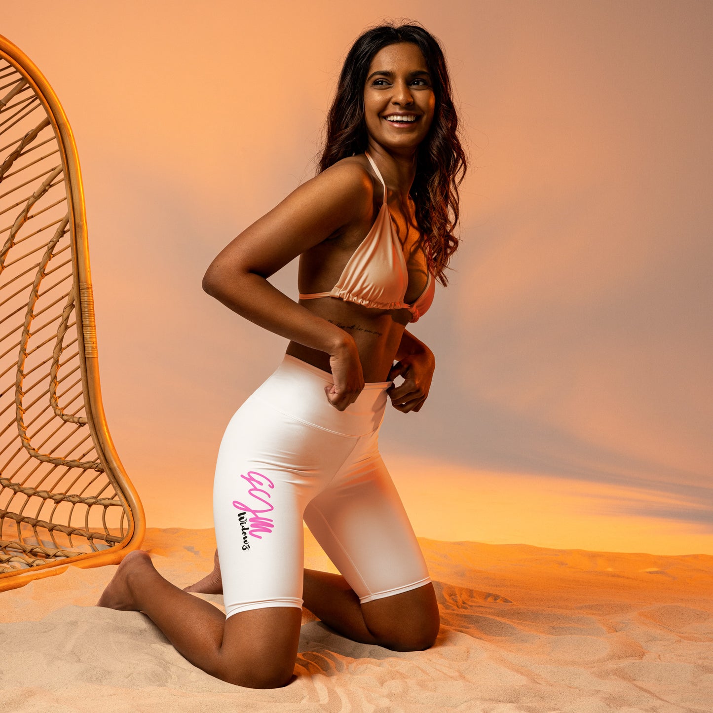 GymWidowz Biker Shorts - White