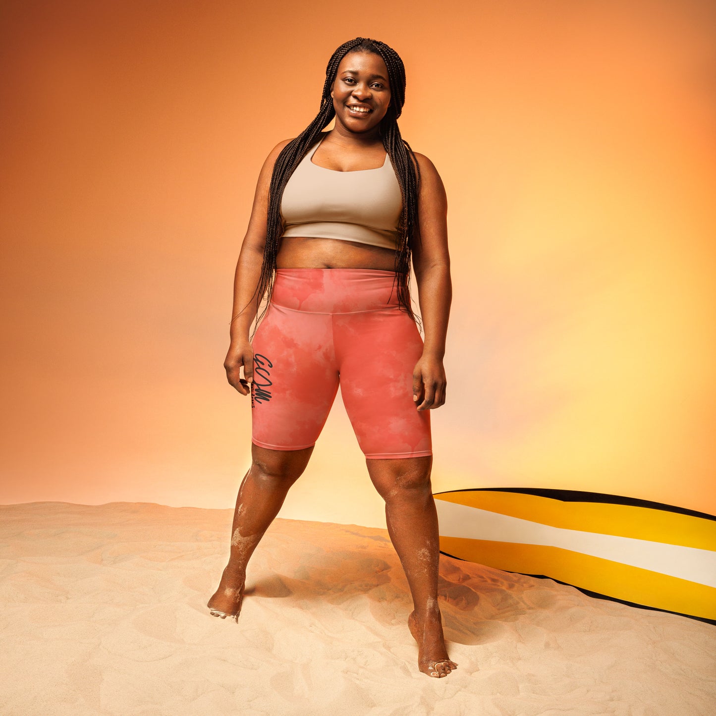 GymWidowz Biker Shorts - Coral