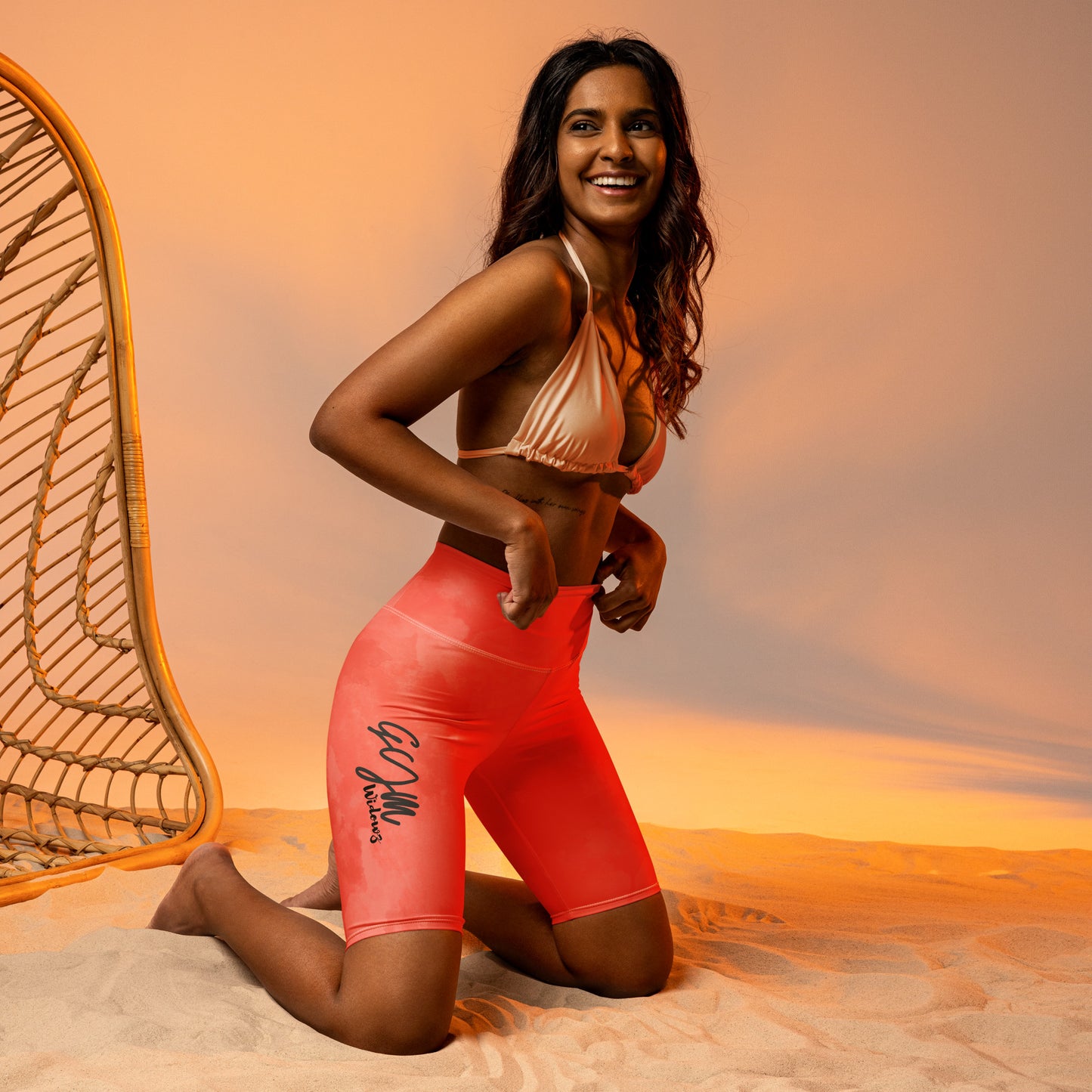 GymWidowz Biker Shorts - Coral