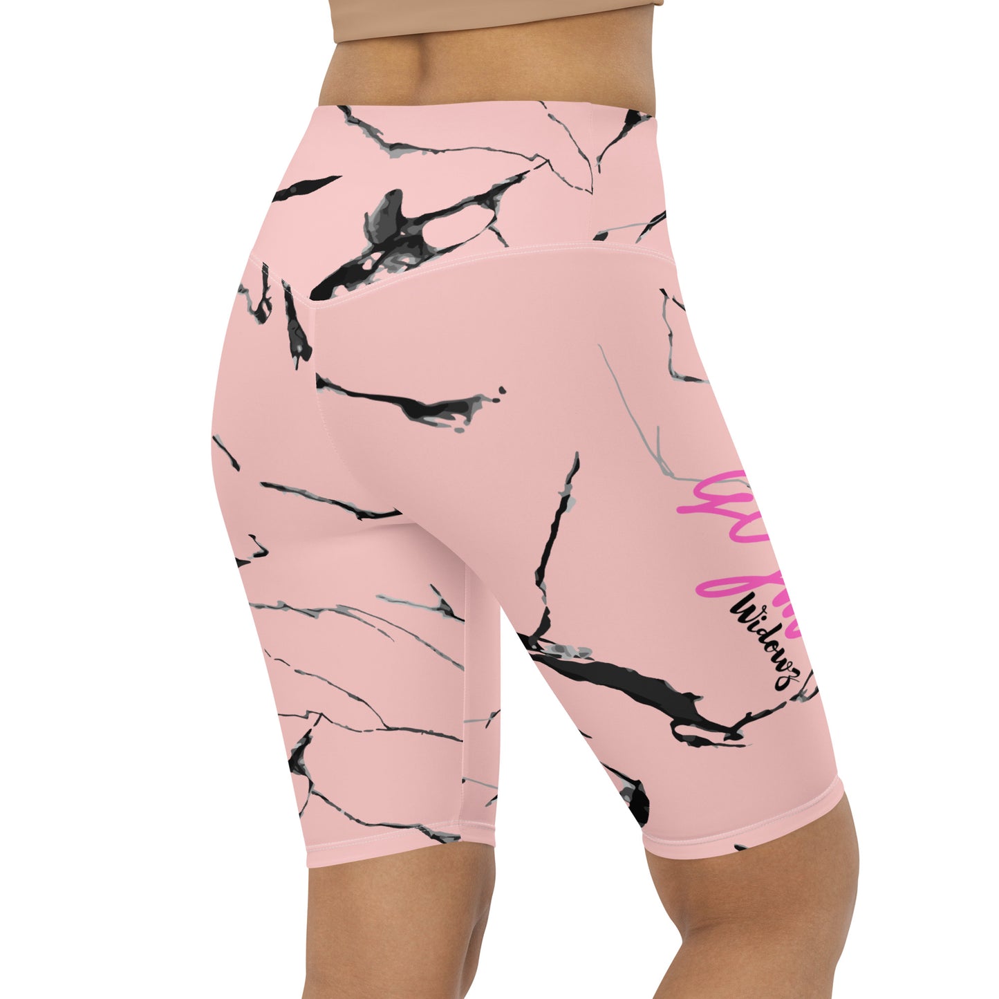 GymWidowz Biker Shorts - Pink (Marble)