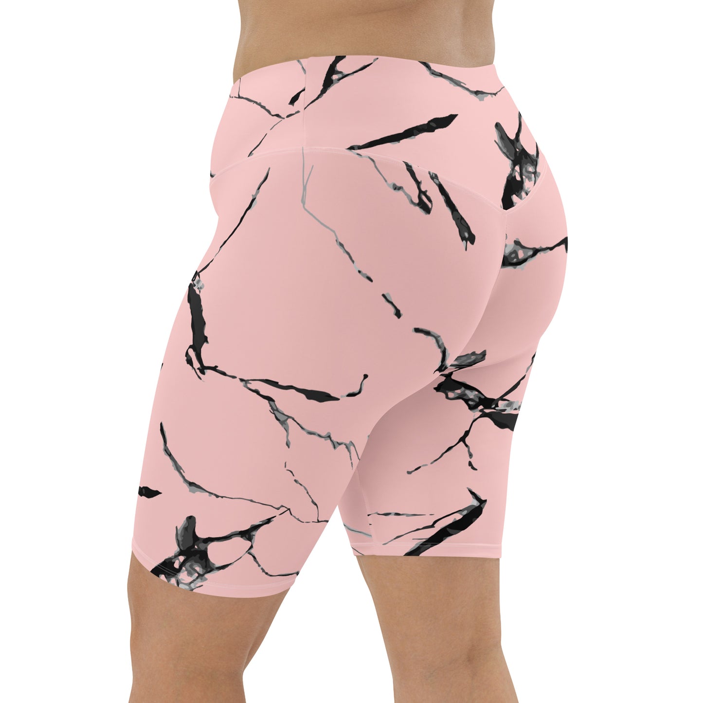 GymWidowz Biker Shorts - Pink (Marble)
