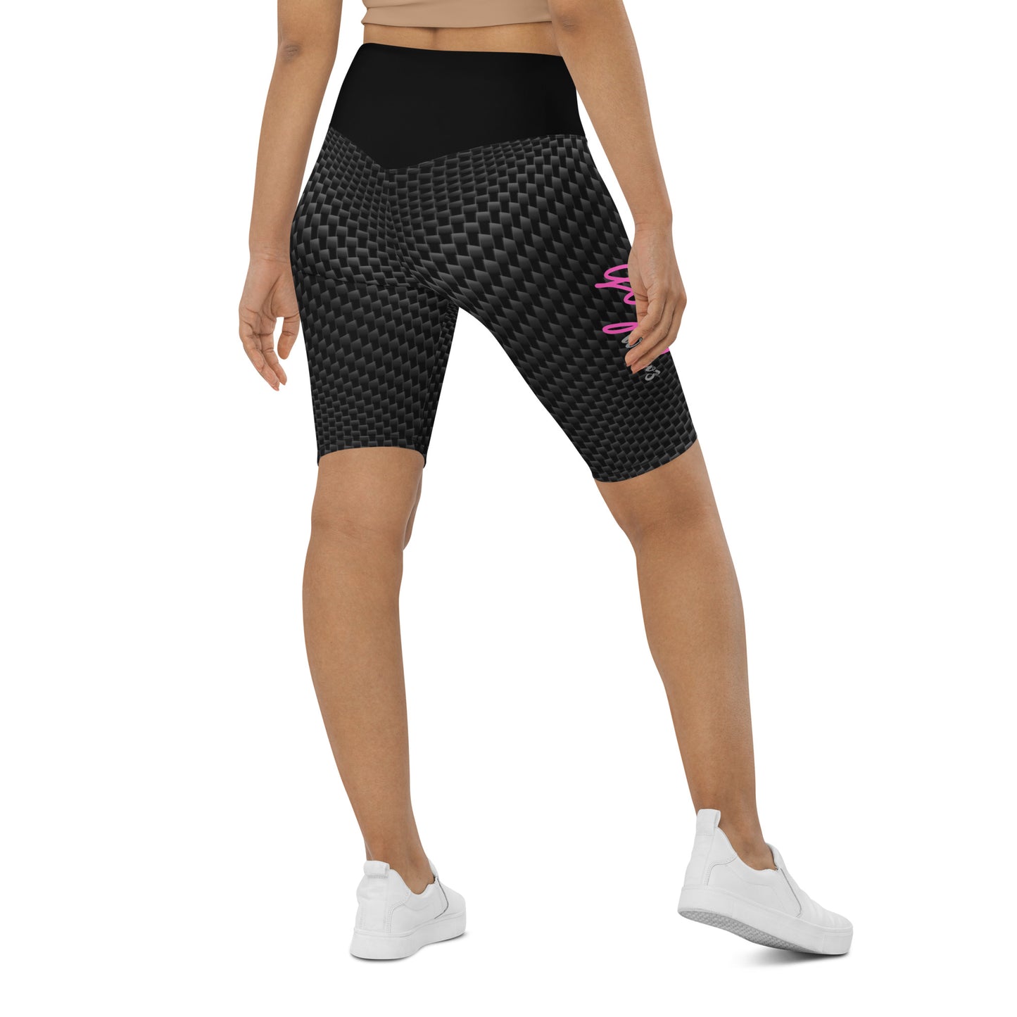 GymWidowz Biker Shorts - Carbon Fibre