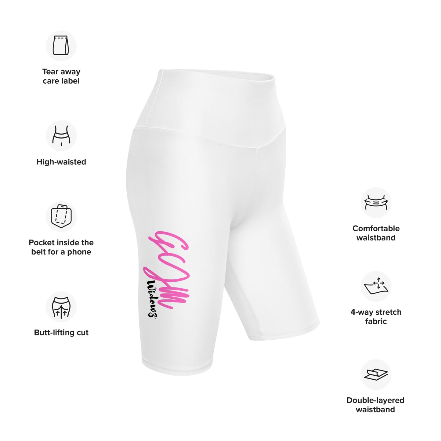 GymWidowz Biker Shorts - White