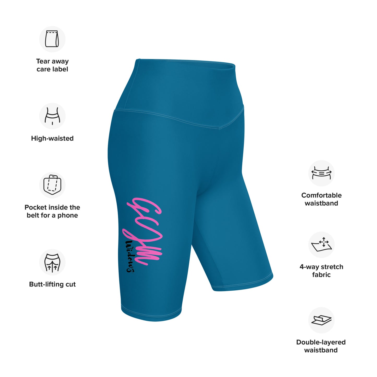 GymWidowz Biker Shorts - Cerulean Blue