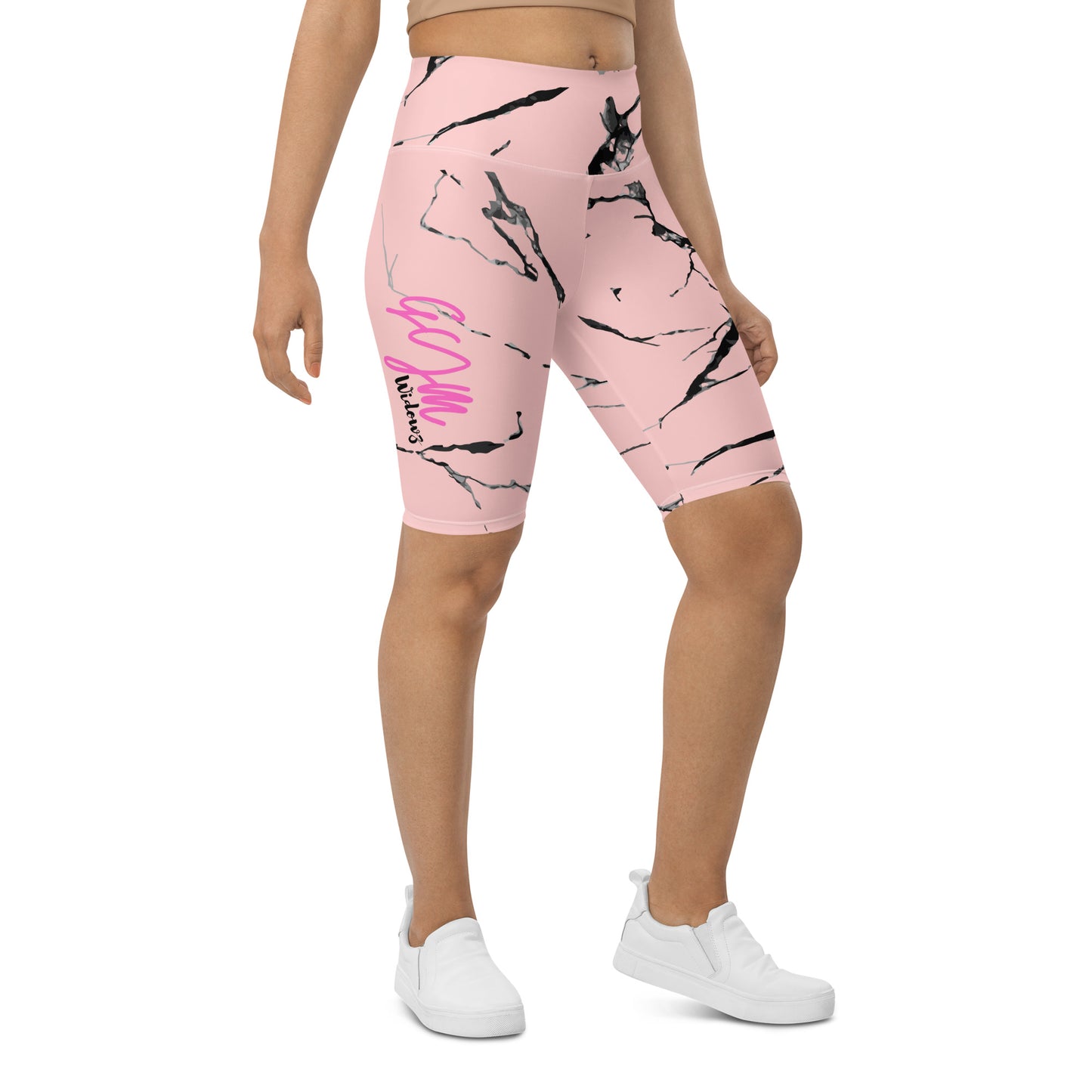GymWidowz Biker Shorts - Pink (Marble)