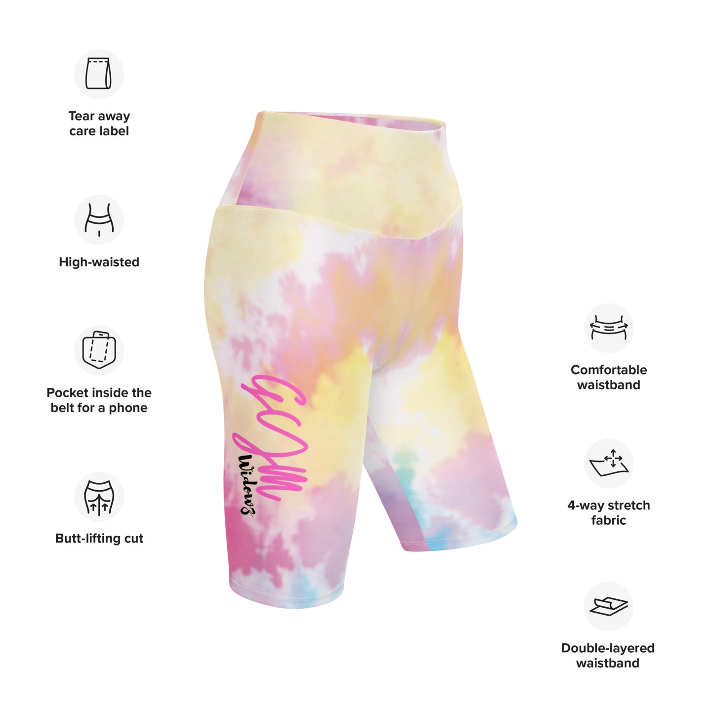 GymWidowz Biker Shorts - Light Tie Dye