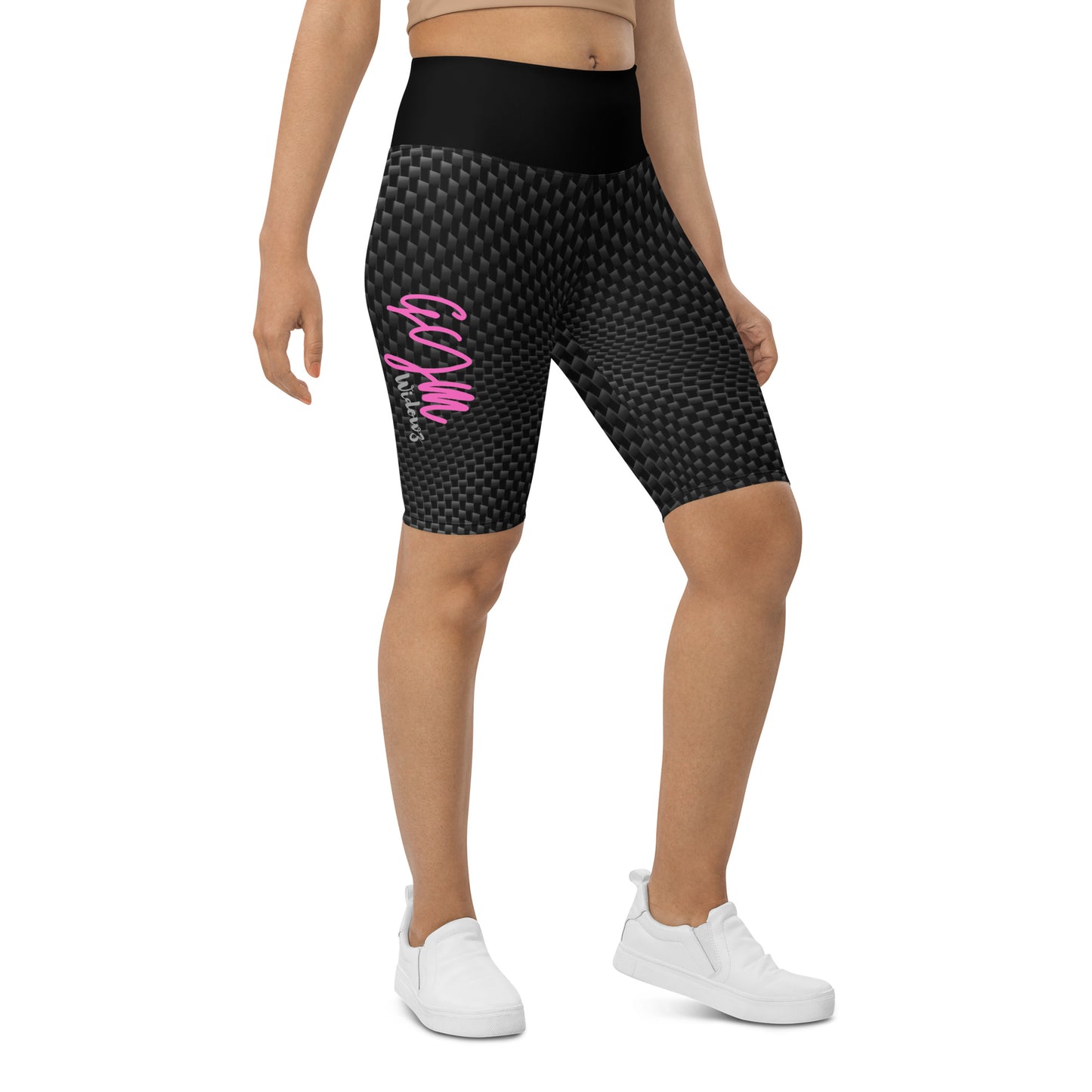 GymWidowz Biker Shorts - Carbon Fibre