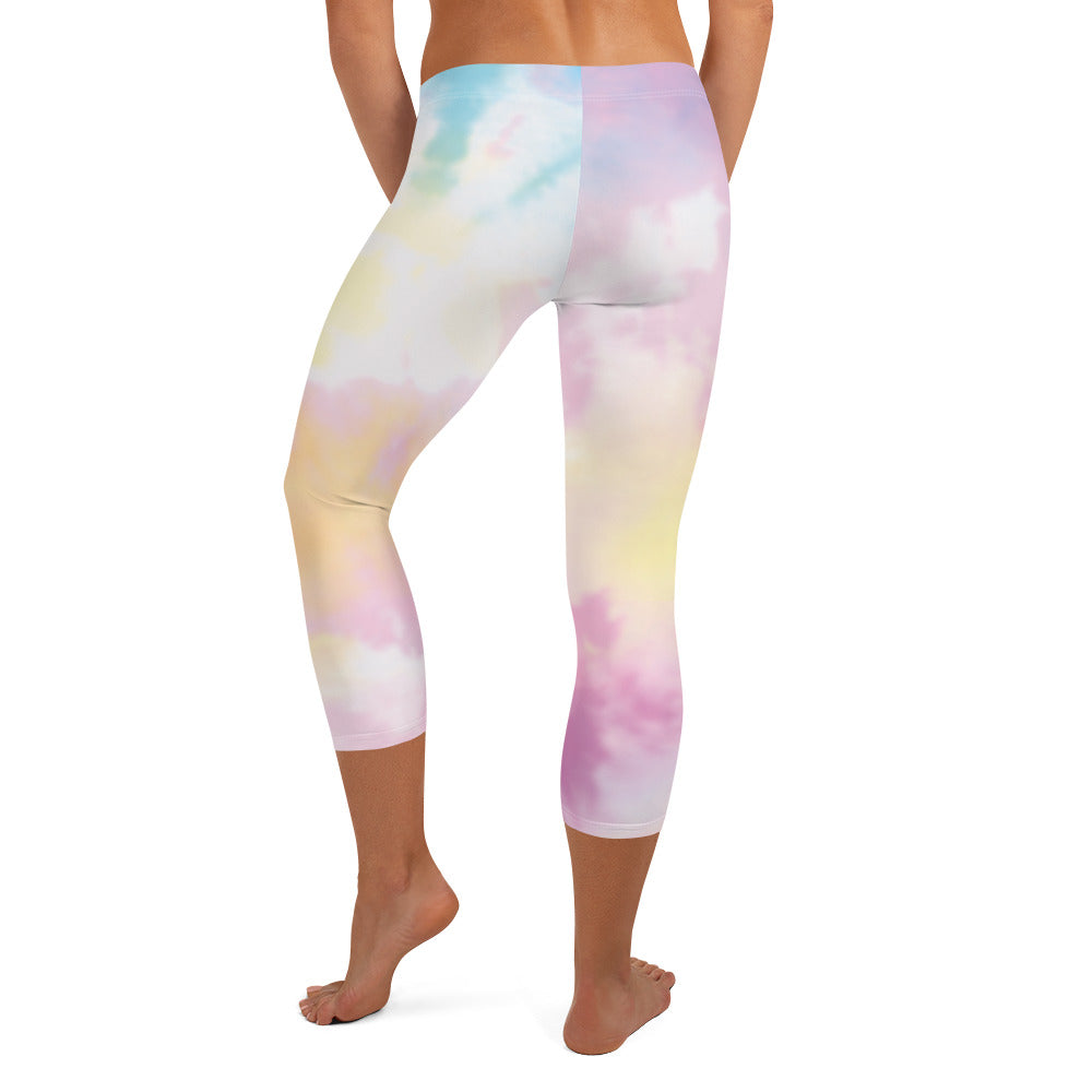 GymWidowz Capri Leggings - Light Tie Dye