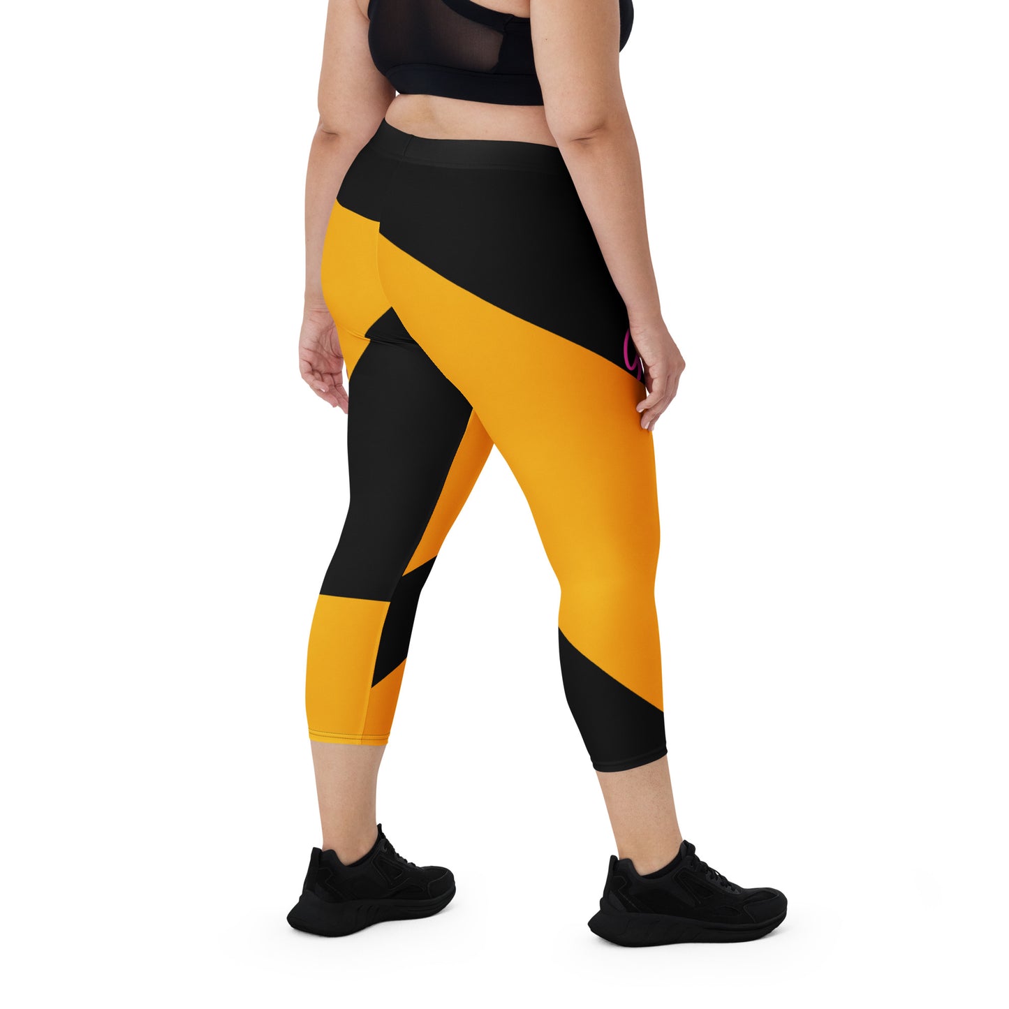 GymWidowz Capri Leggings - Abstract Yellow/Black
