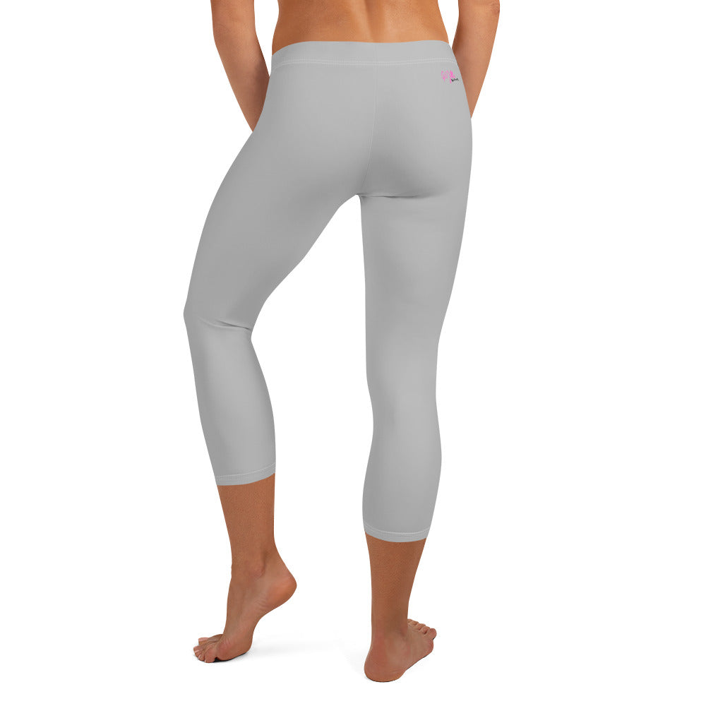 GymWidowz Capri Leggings - Light Grey