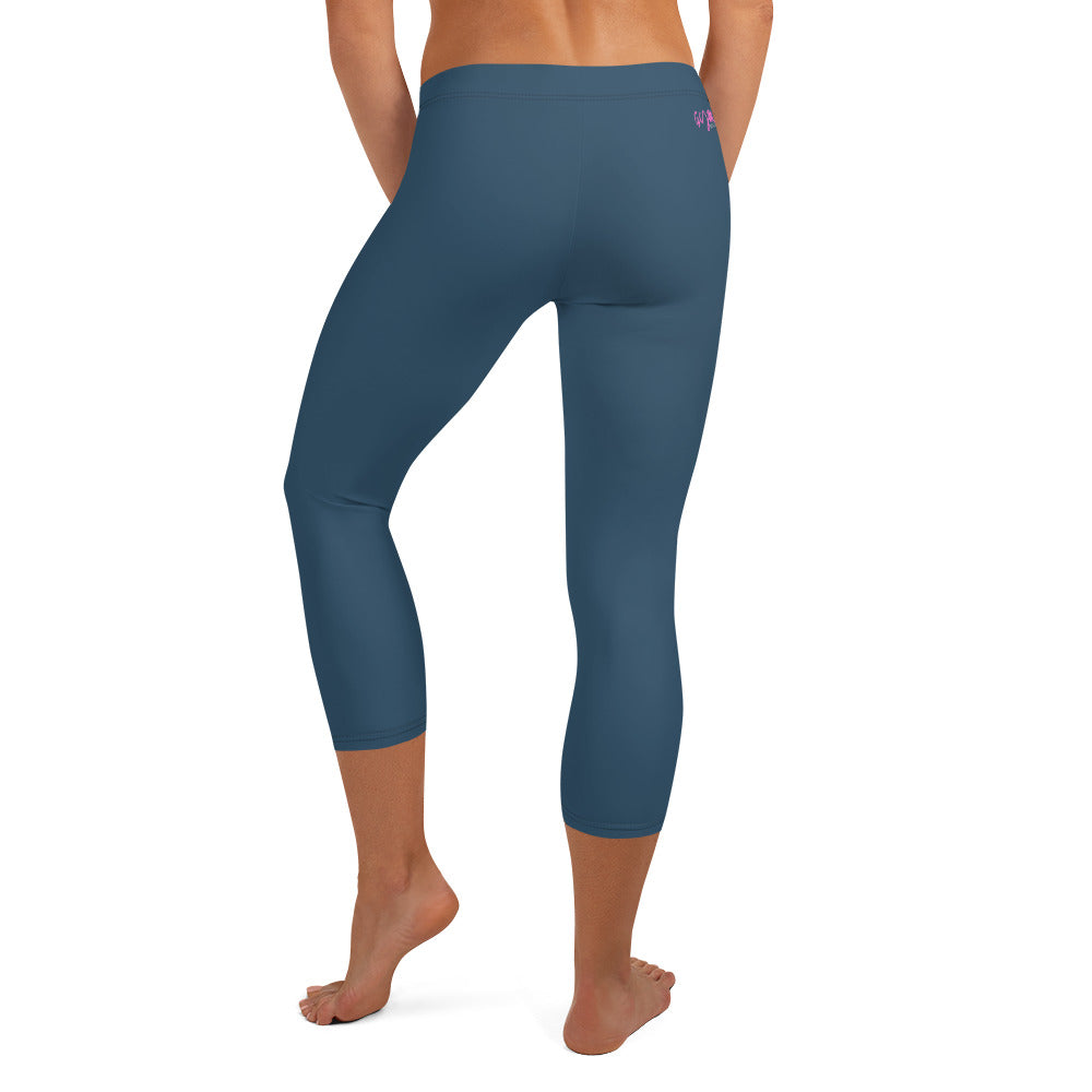 GymWidowz Capri Leggings - Dark Blue