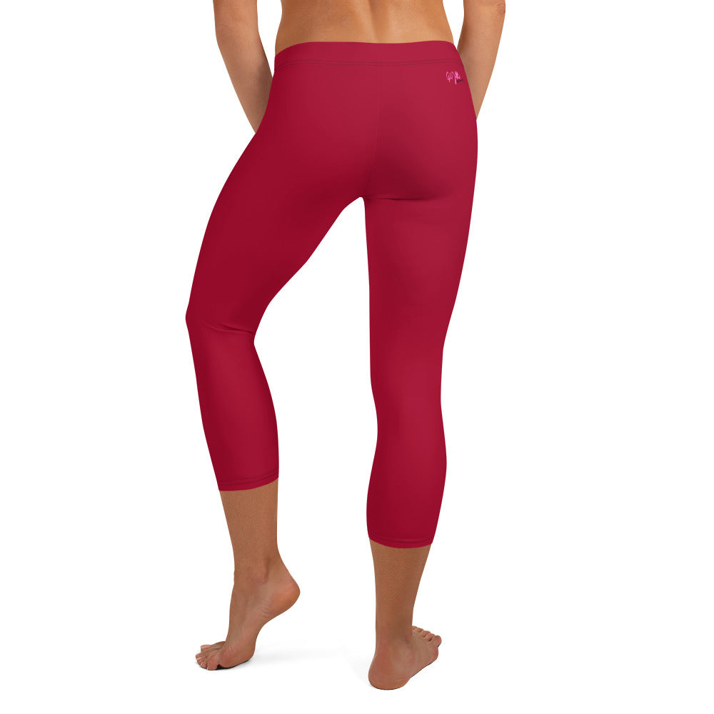 GymWidowz Capri Leggings - Dark Red