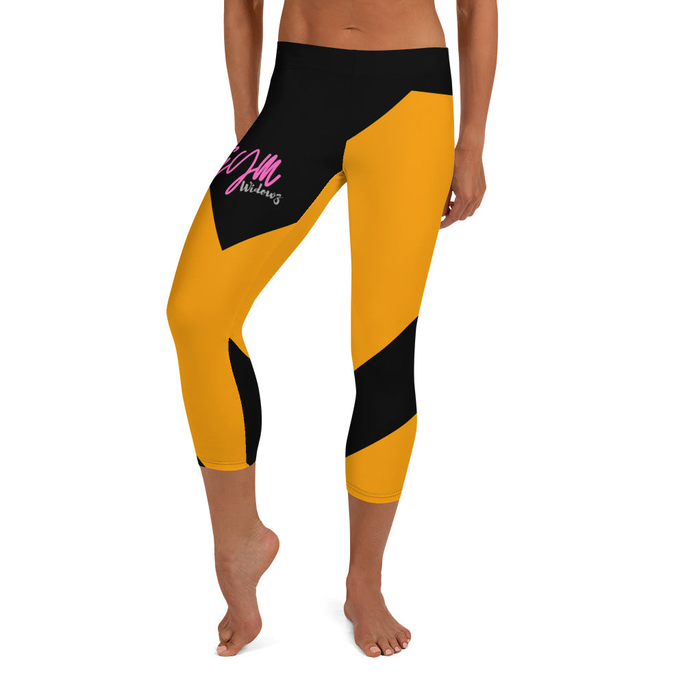 GymWidowz Capri Leggings - Abstract Yellow/Black