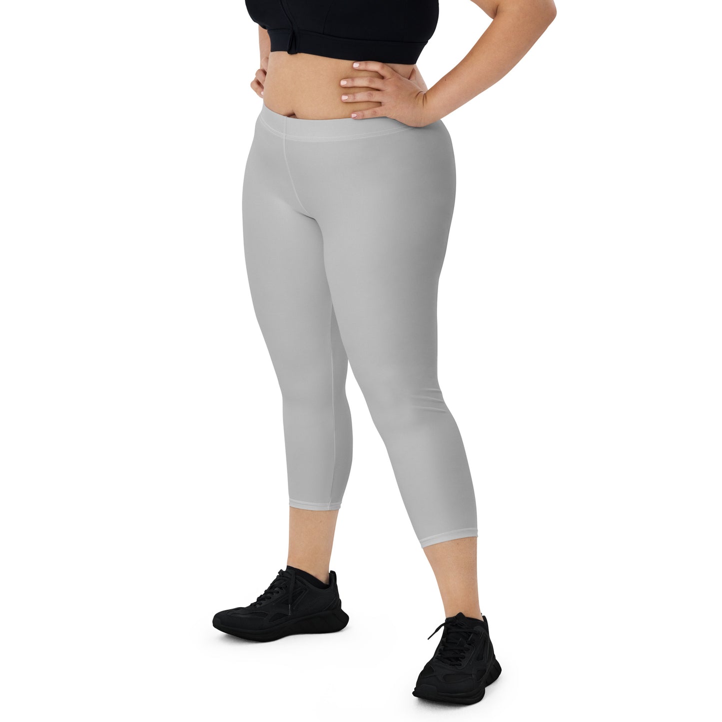 GymWidowz Capri Leggings - Light Grey