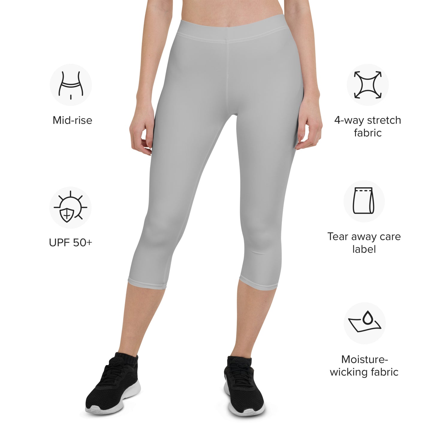 GymWidowz Capri Leggings - Light Grey