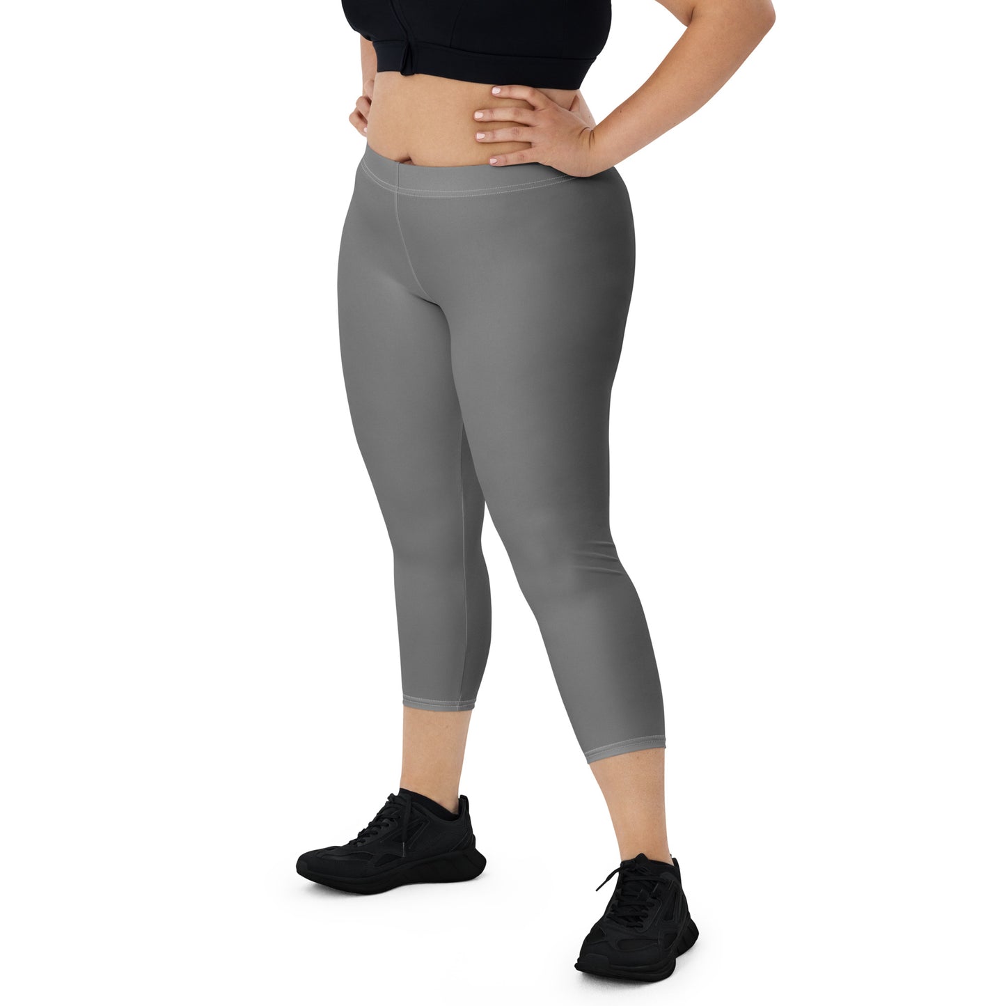 GymWidowz Capri Leggings - Dark Grey