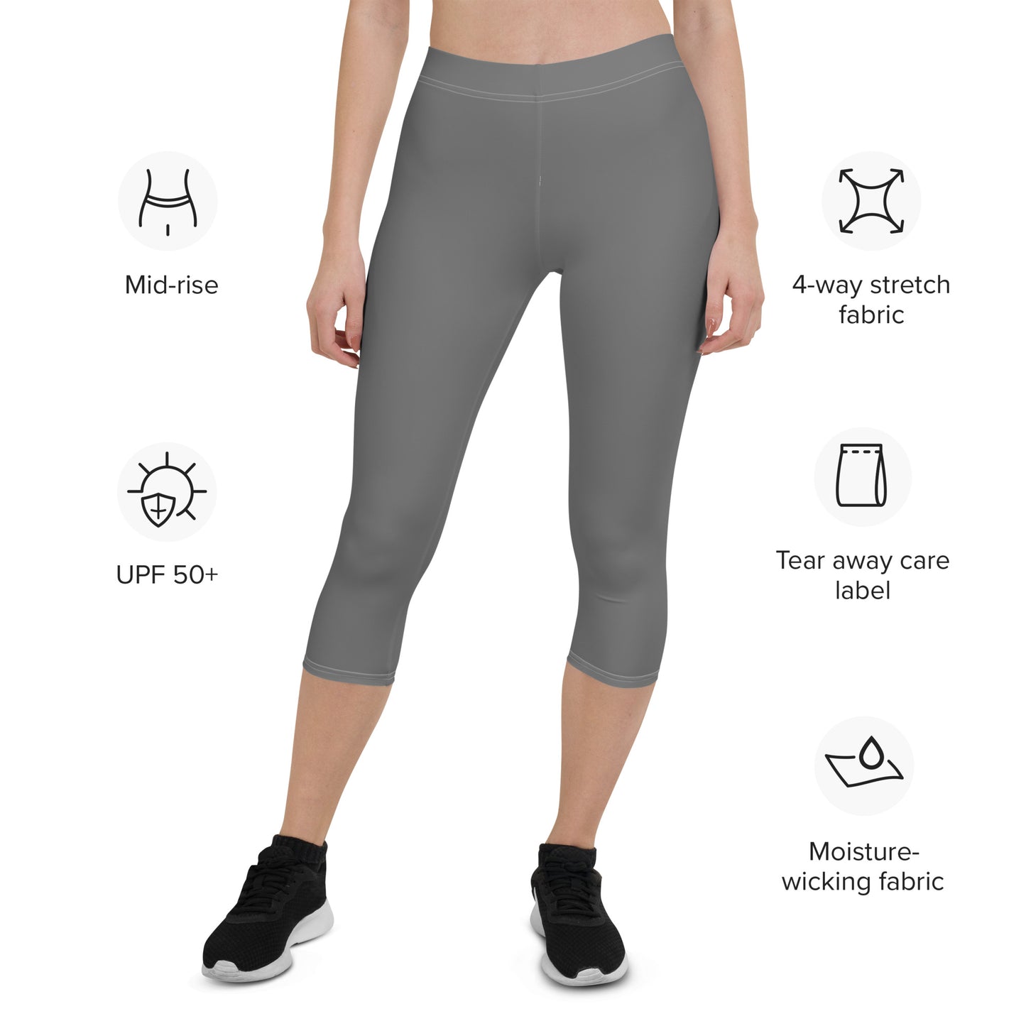 GymWidowz Capri Leggings - Dark Grey