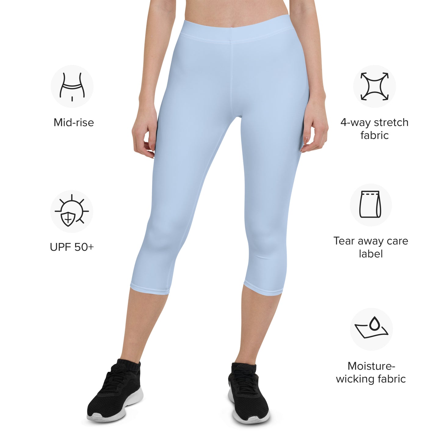 GymWidowz Capri Leggings - Light Blue