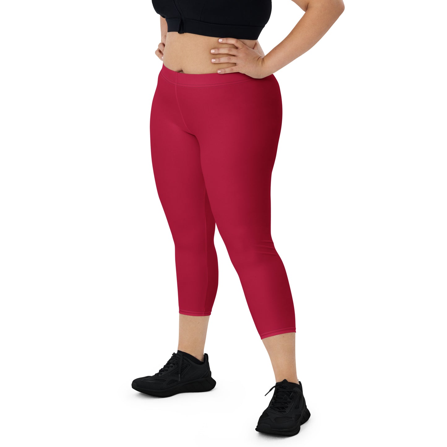 GymWidowz Capri Leggings - Dark Red