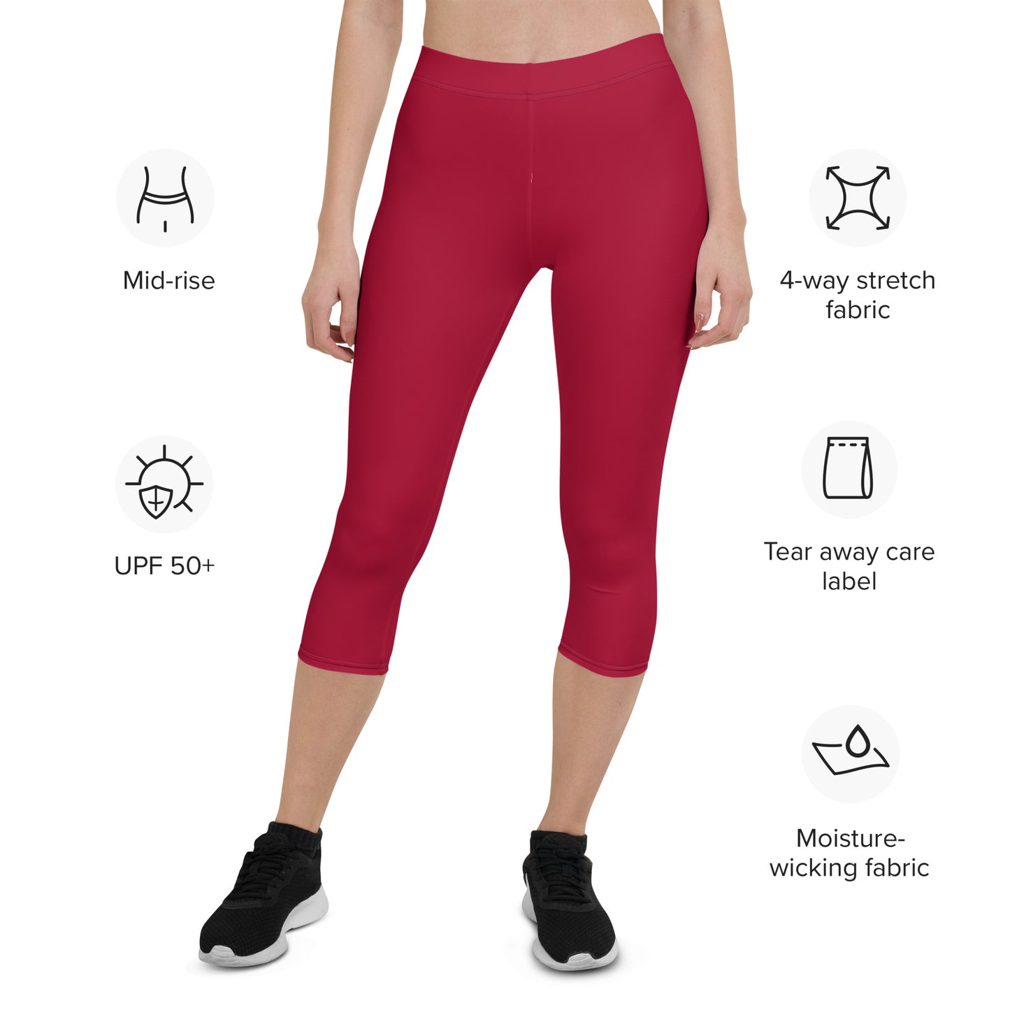 GymWidowz Capri Leggings - Dark Red