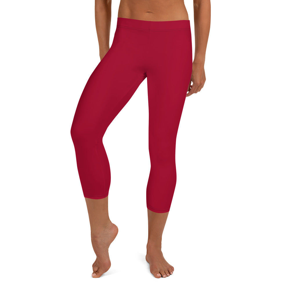 GymWidowz Capri Leggings - Dark Red