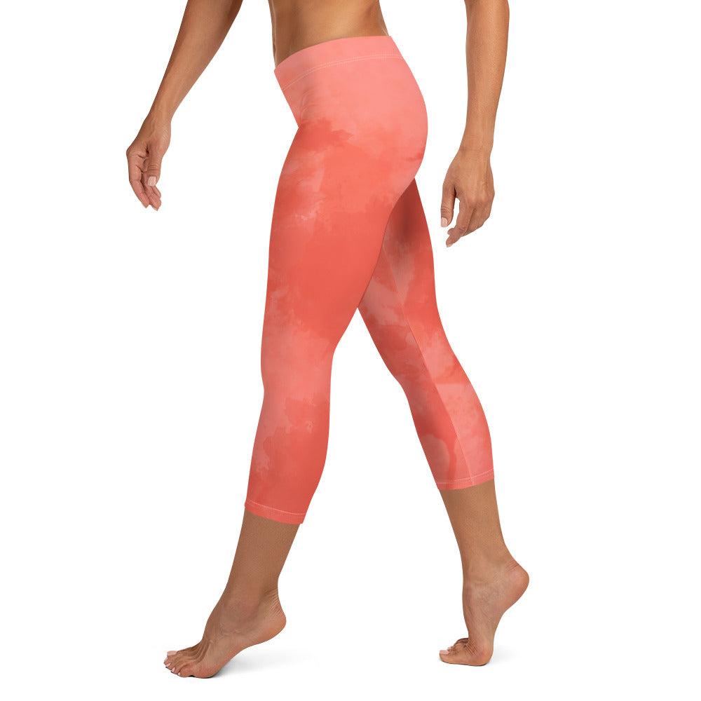 GymWidowz Capri Leggings - Dark Coral