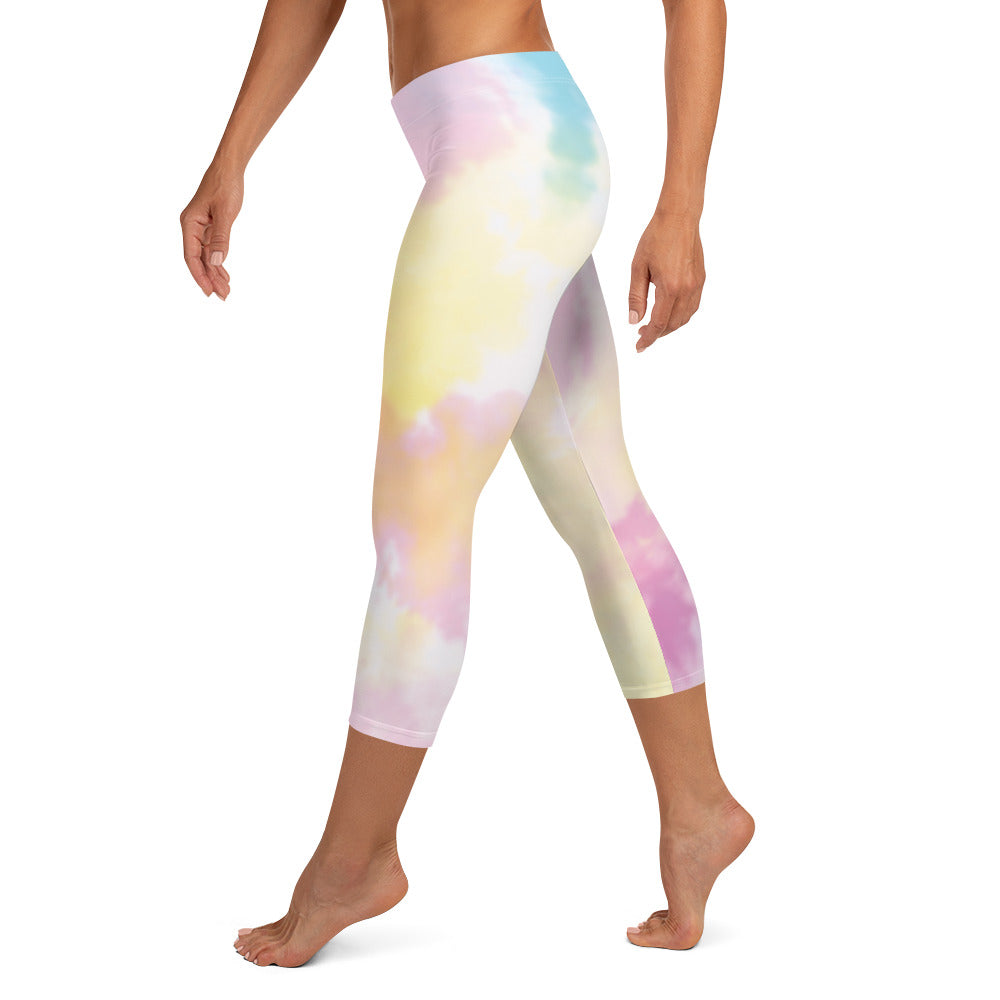 GymWidowz Capri Leggings - Light Tie Dye