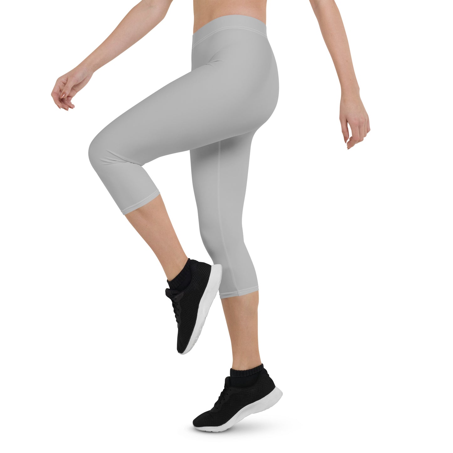 GymWidowz Capri Leggings - Light Grey