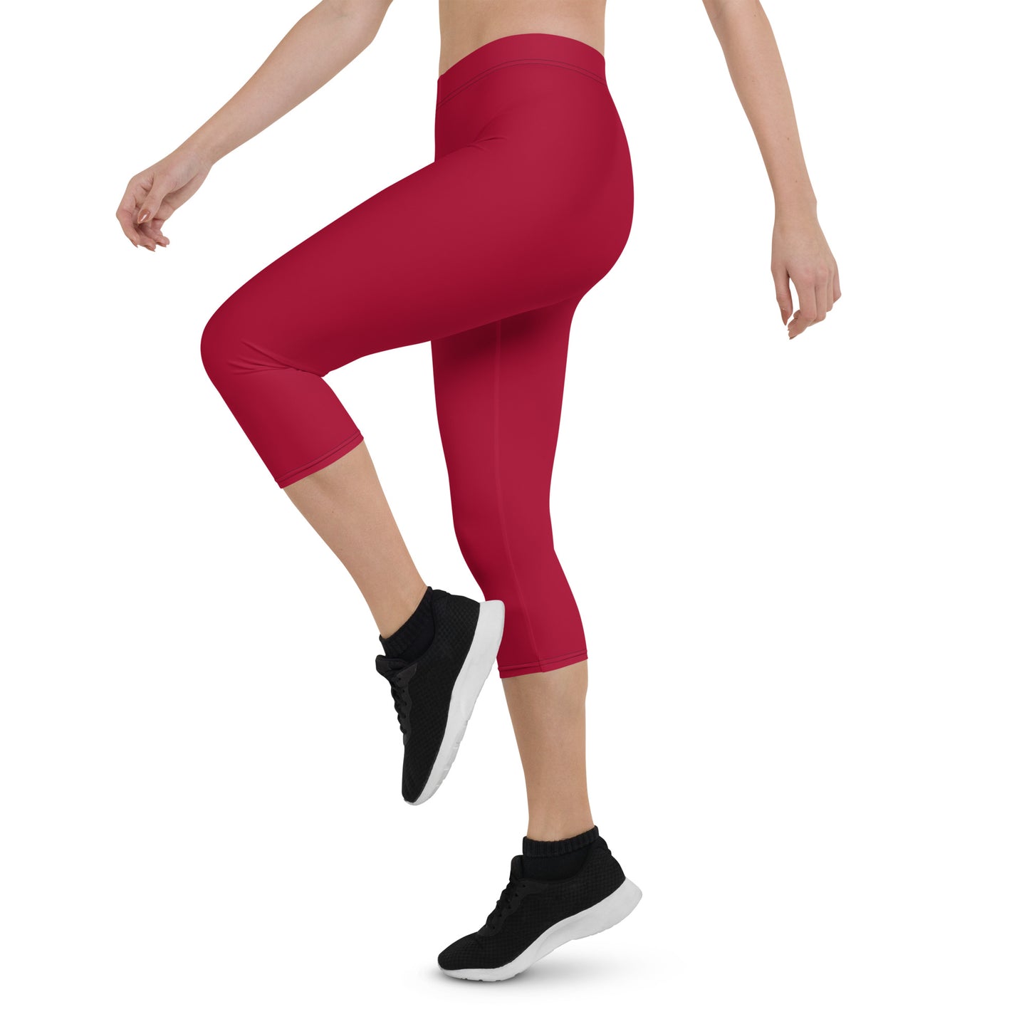 GymWidowz Capri Leggings - Dark Red
