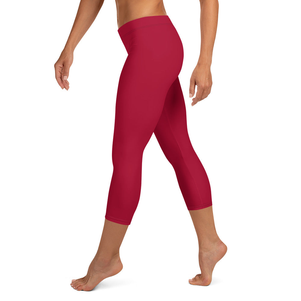 GymWidowz Capri Leggings - Dark Red