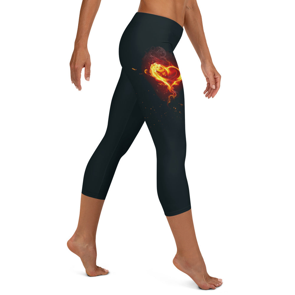 GymWidowz Capri Leggings - Burning Heart