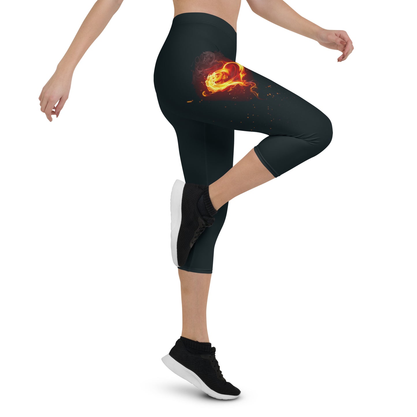 GymWidowz Capri Leggings - Burning Heart