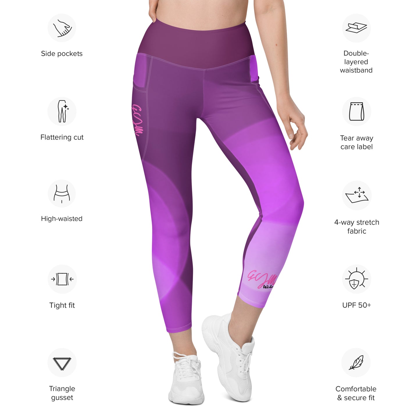GymWidowz Leggings with pockets - Shades of Purple