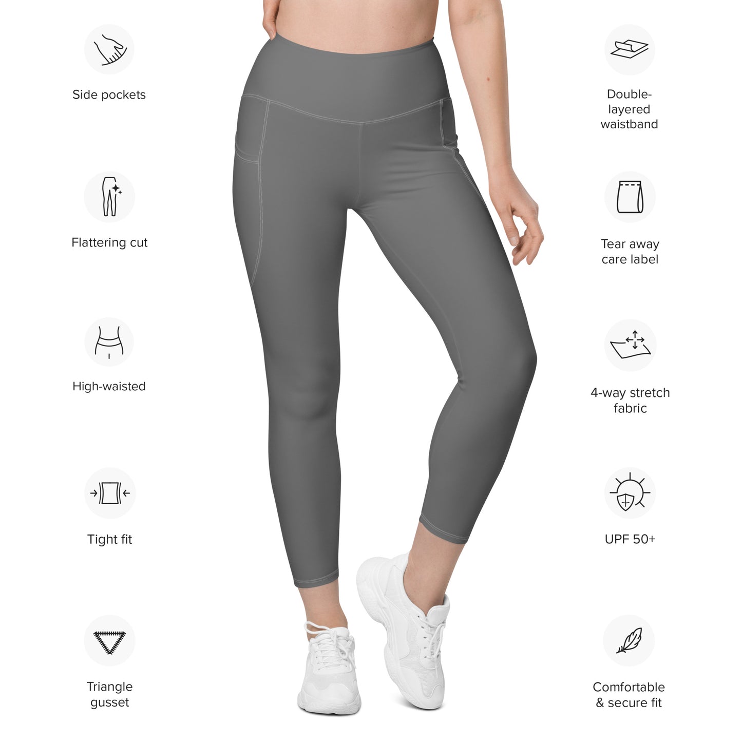 GymWidowz Leggings with pockets - Dark Grey