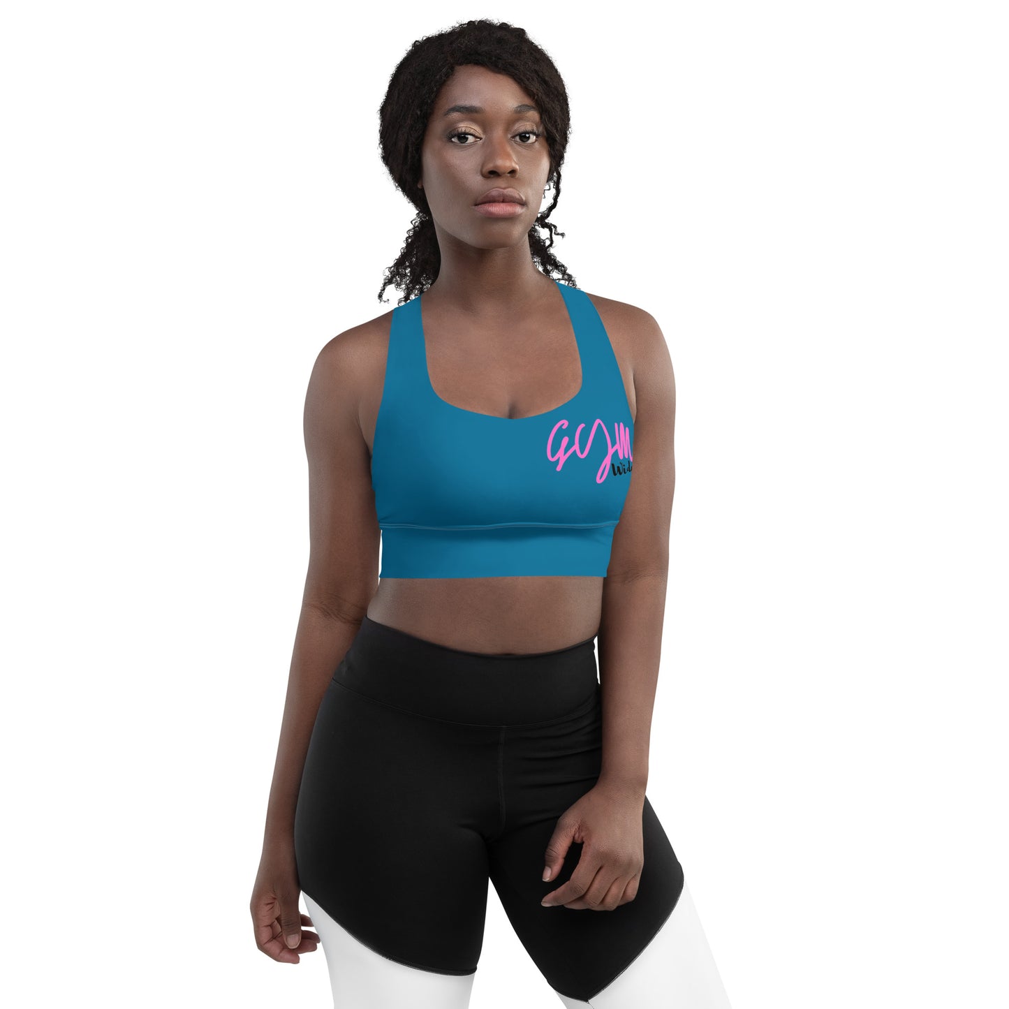 GymWidowz Longline sports bra - Cerulean Blue