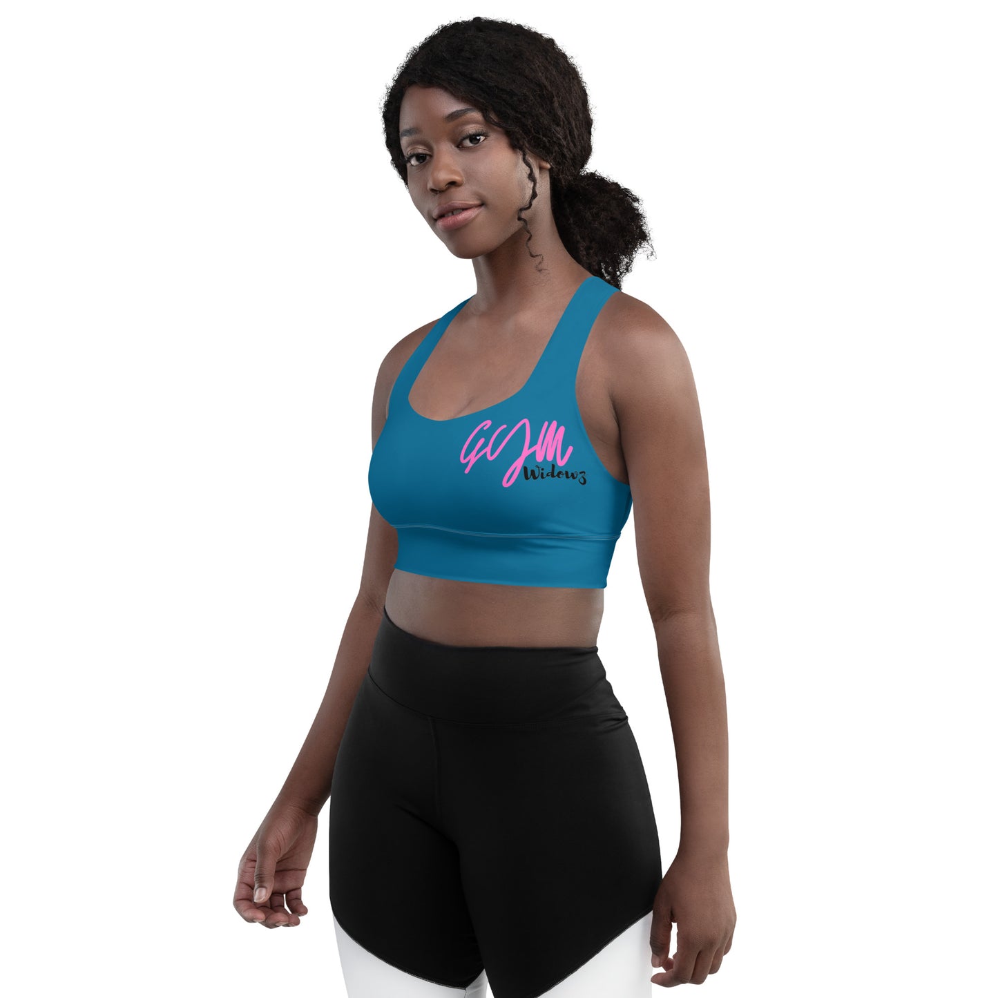 GymWidowz Longline sports bra - Cerulean Blue