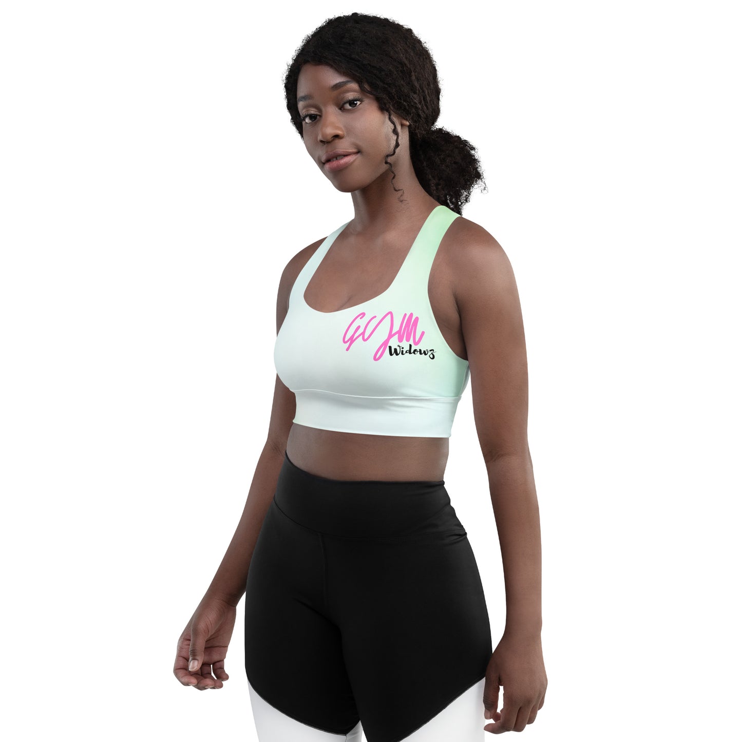 GymWidowz Longline sports bra - Hint of Mint