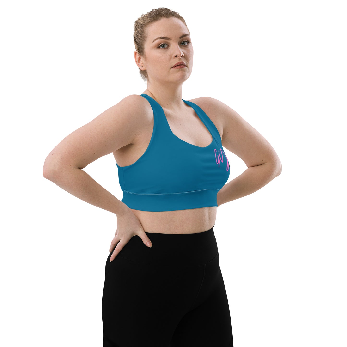 GymWidowz Longline sports bra - Cerulean Blue