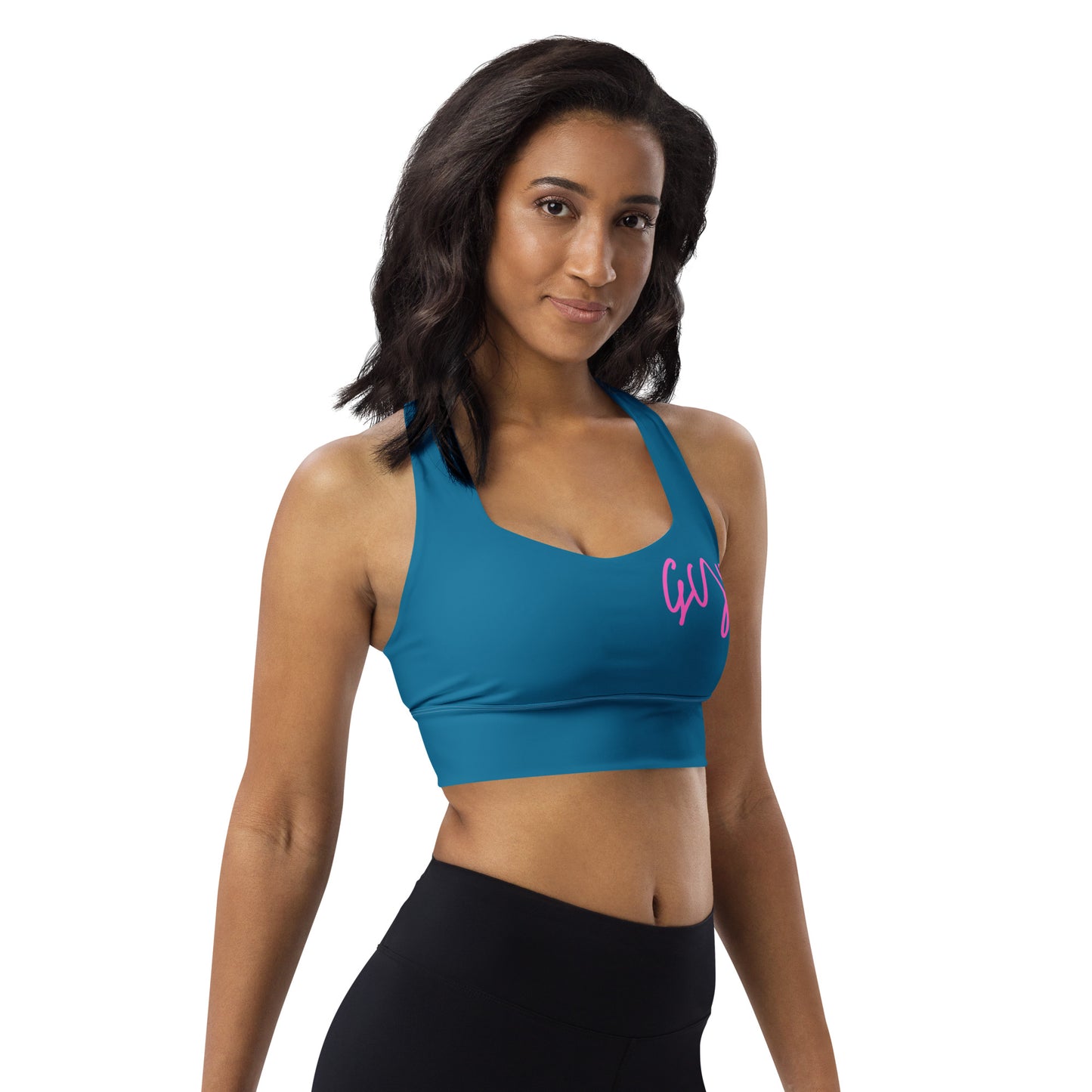 GymWidowz Longline sports bra - Cerulean Blue