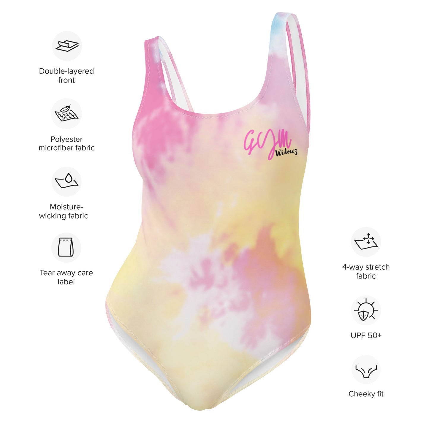 GymWidowz One-Piece Swimsuit - Light Tie Dye