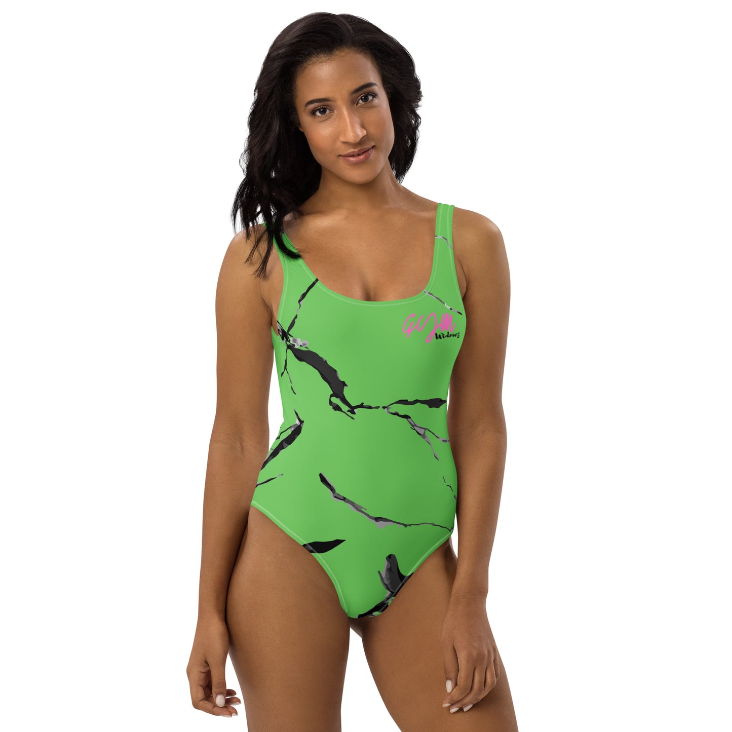 GymWidowz One-Piece Swimsuit - Green (Marble)