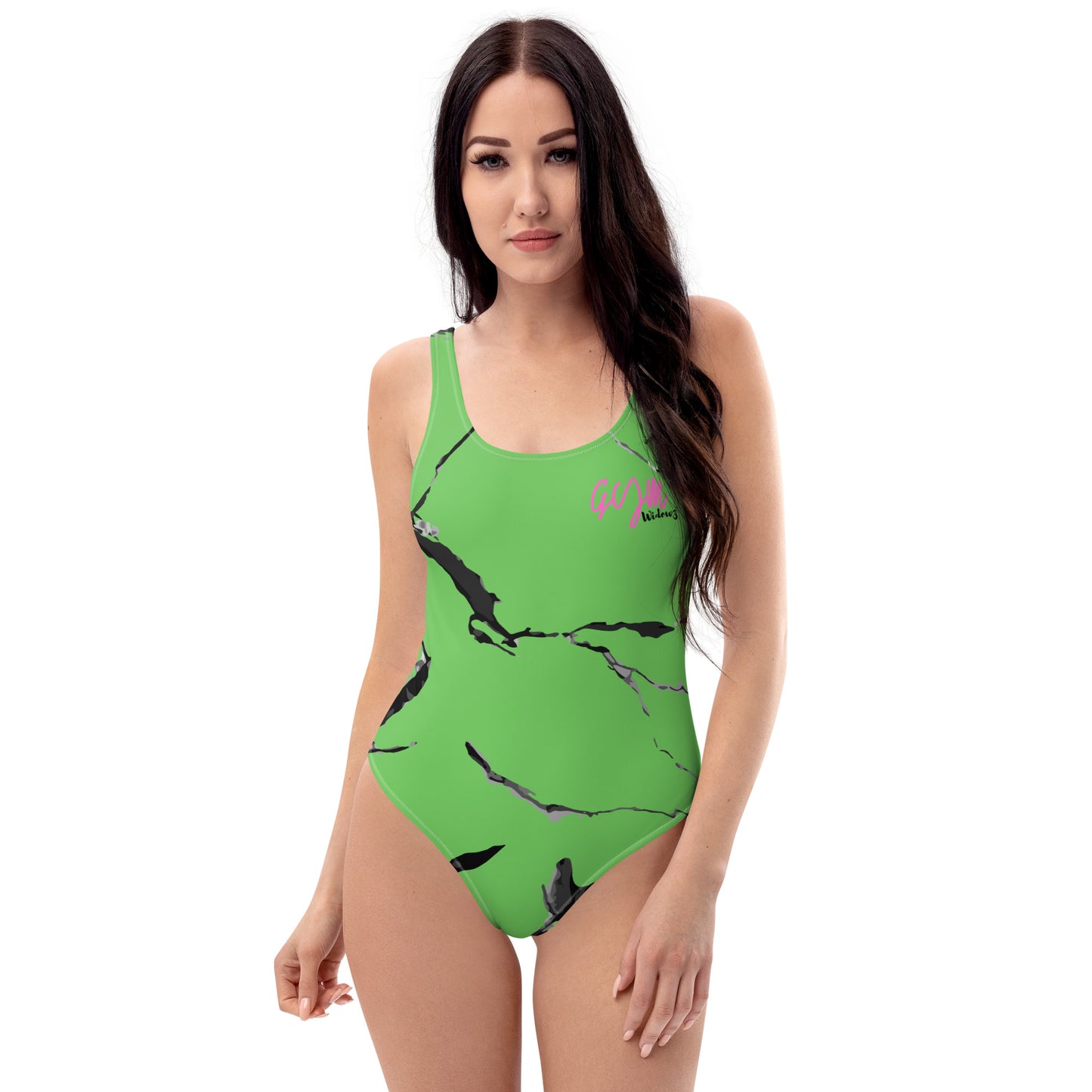 GymWidowz One-Piece Swimsuit - Green (Marble)