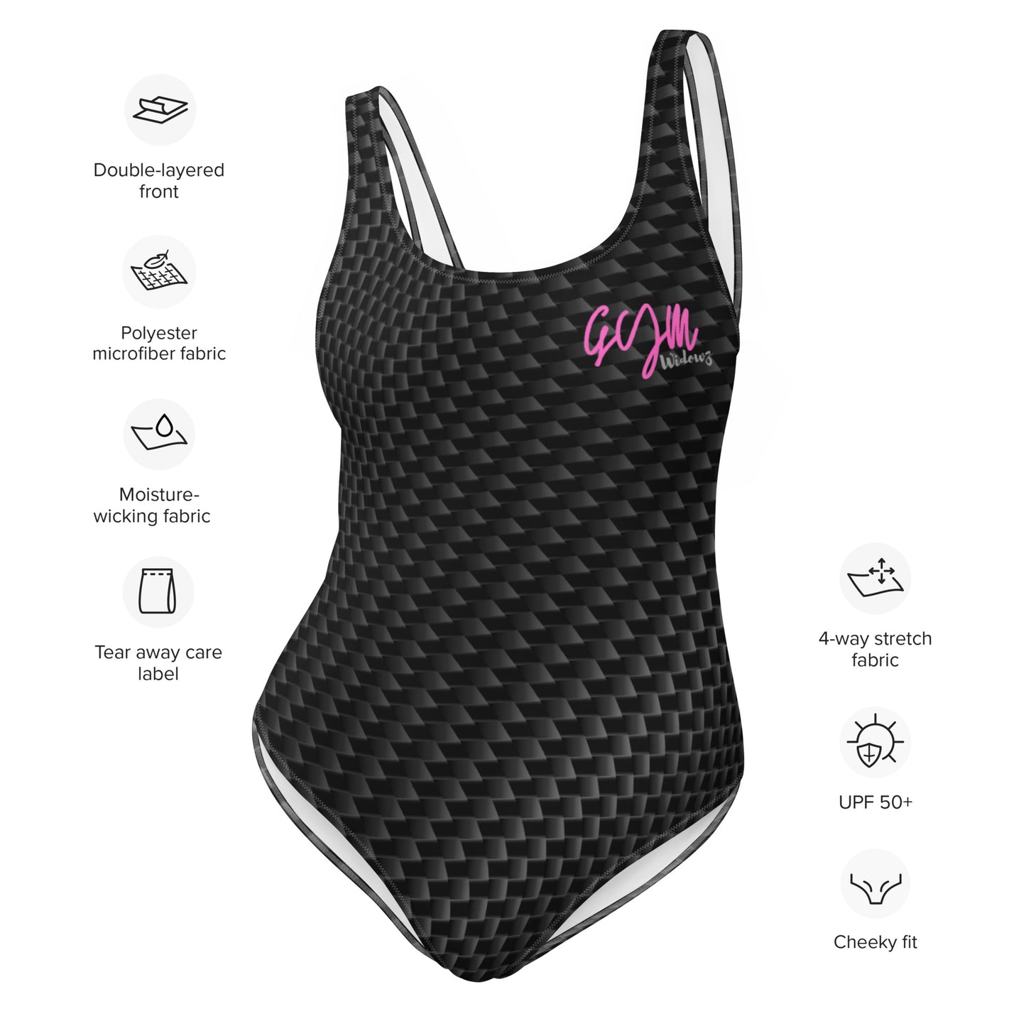 GymWidowz One-Piece Swimsuit - Carbon Fibre