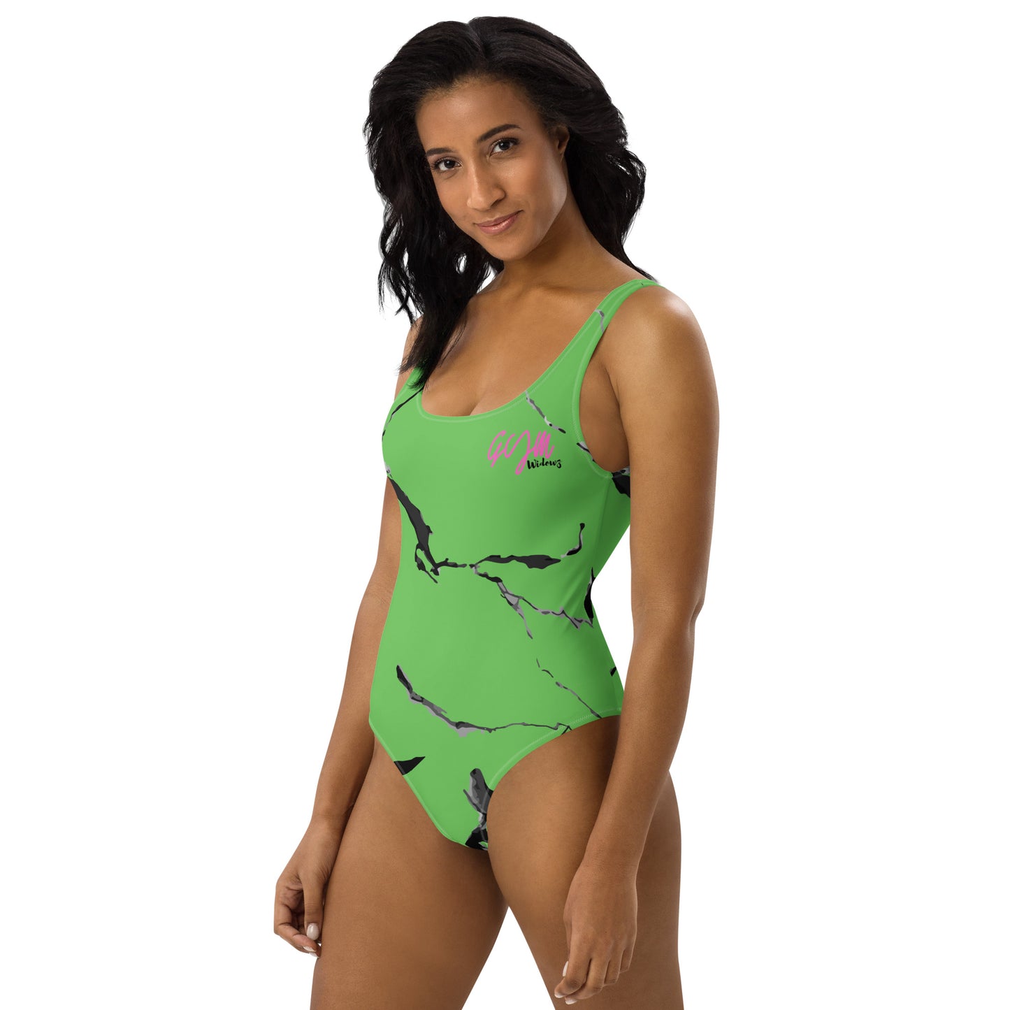 GymWidowz One-Piece Swimsuit - Green (Marble)