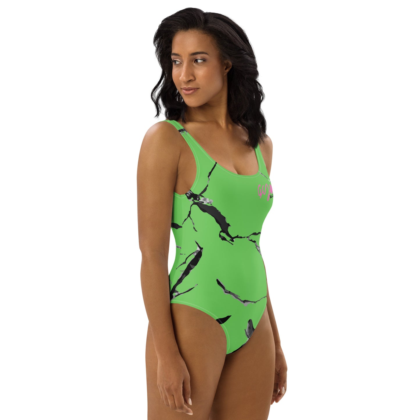 GymWidowz One-Piece Swimsuit - Green (Marble)
