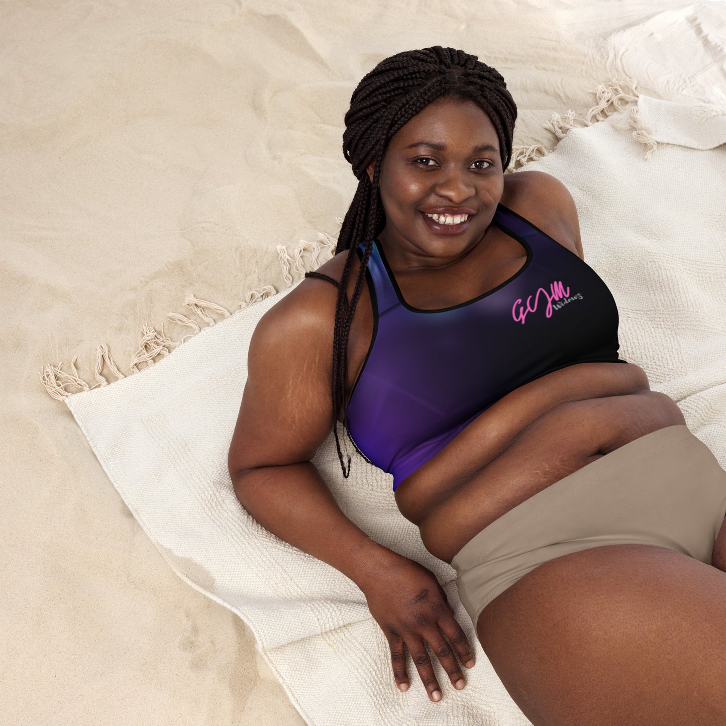 GymWidowz Padded Sports Bra - Purple Nebula