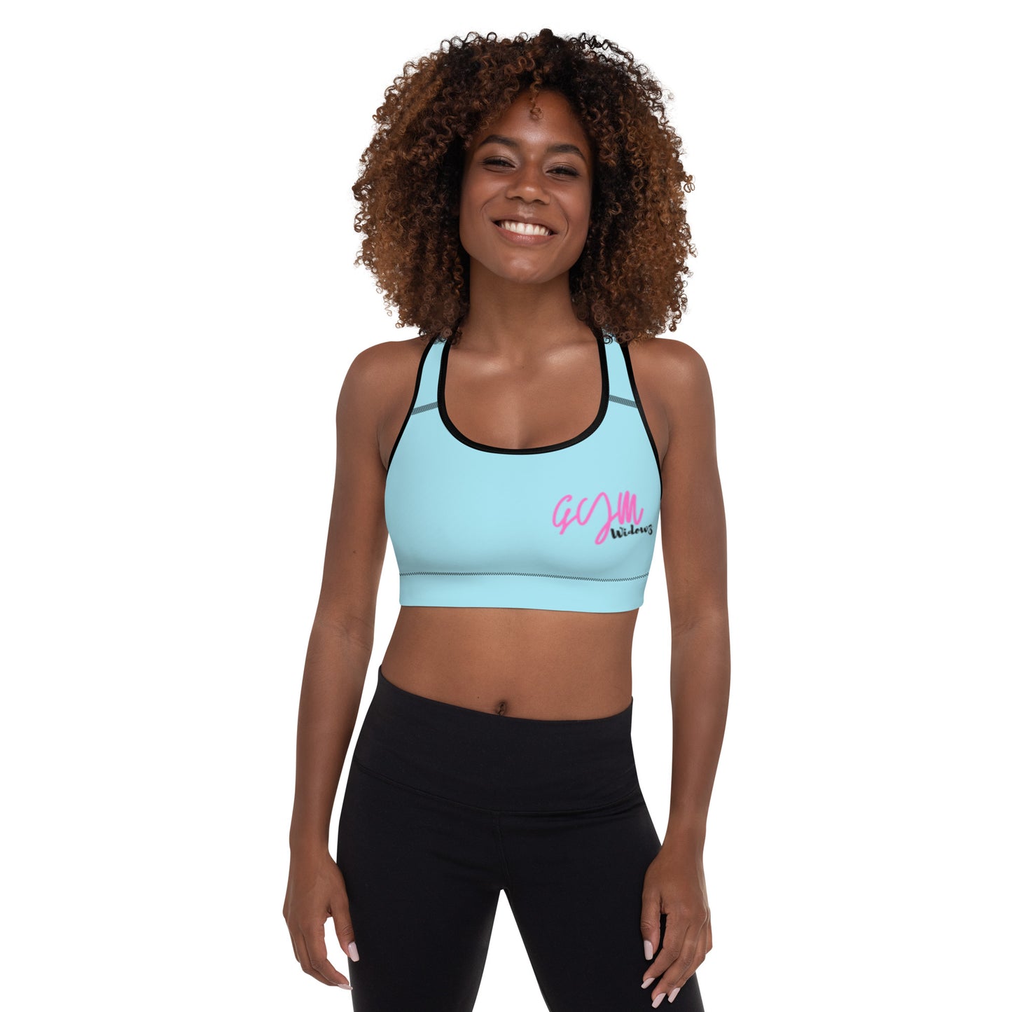 GymWidowz Padded Sports Bra - Light Blue
