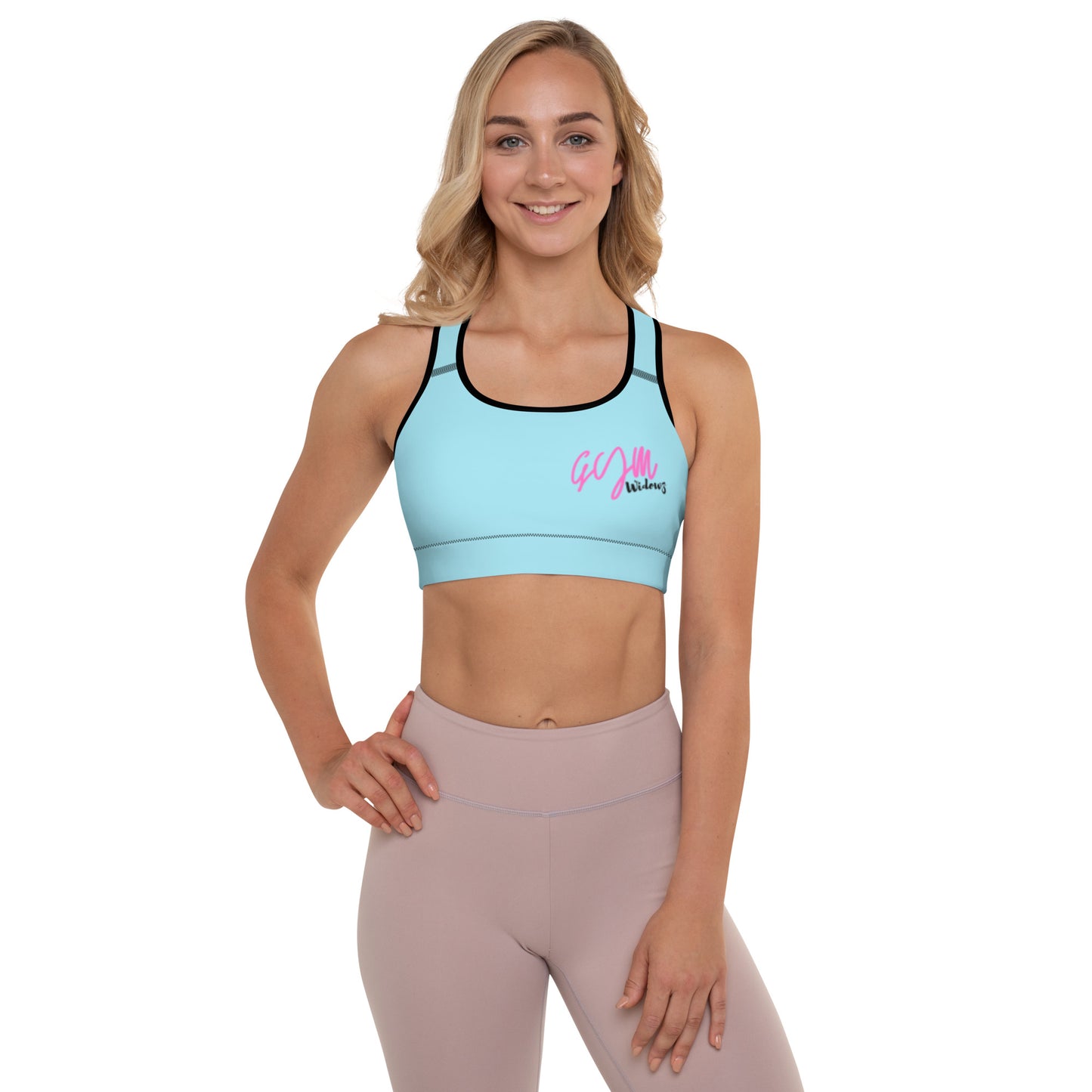 GymWidowz Padded Sports Bra - Light Blue