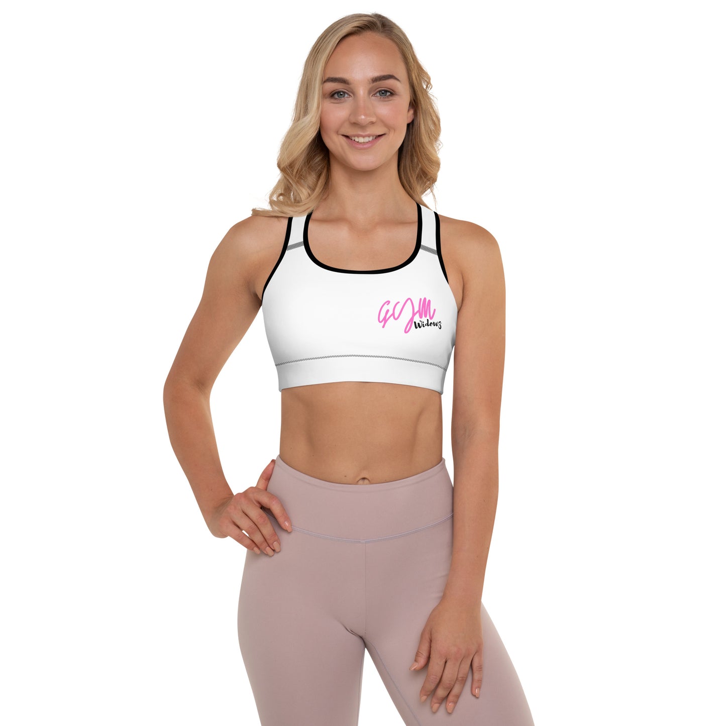 GymWidowz Padded Sports Bra - White