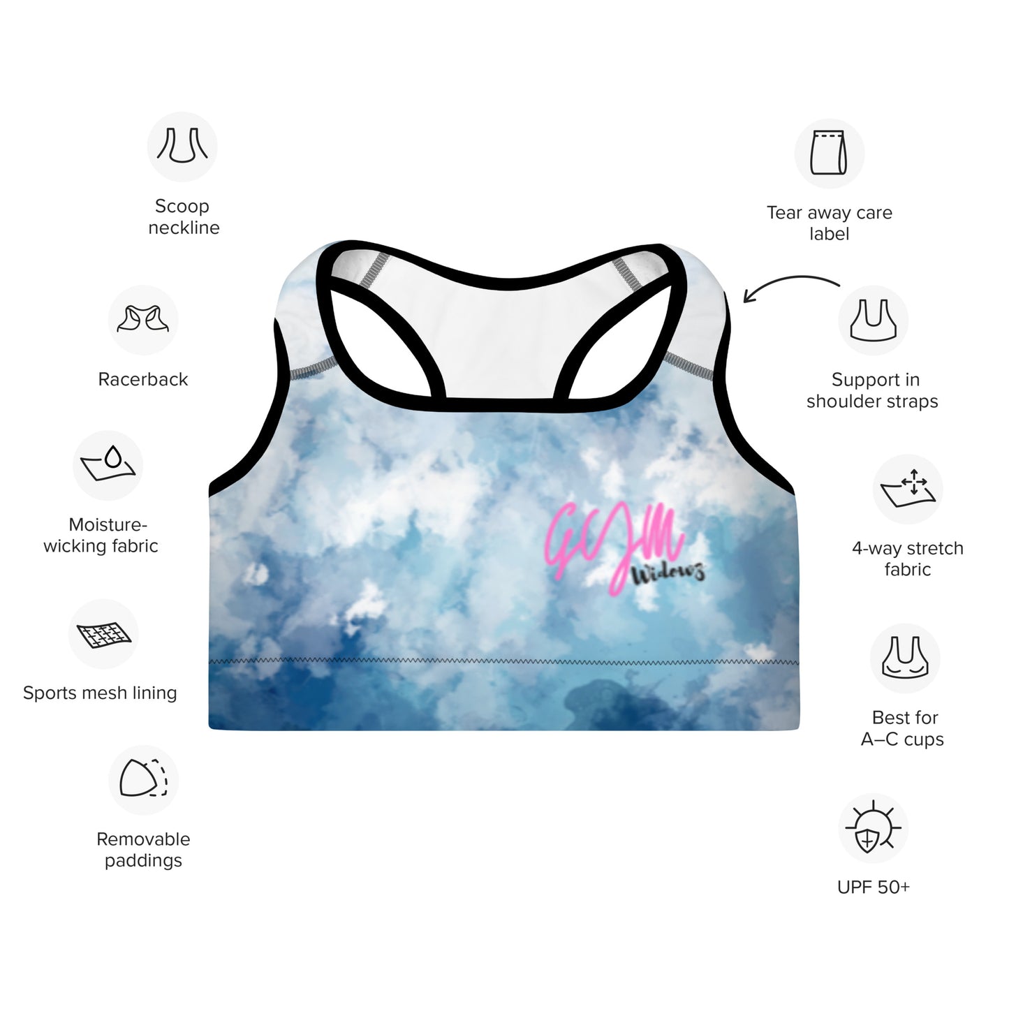 GymWidowz Padded Sports Bra - Watercolour